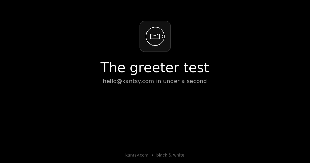 The greeter test - black and white loop icon