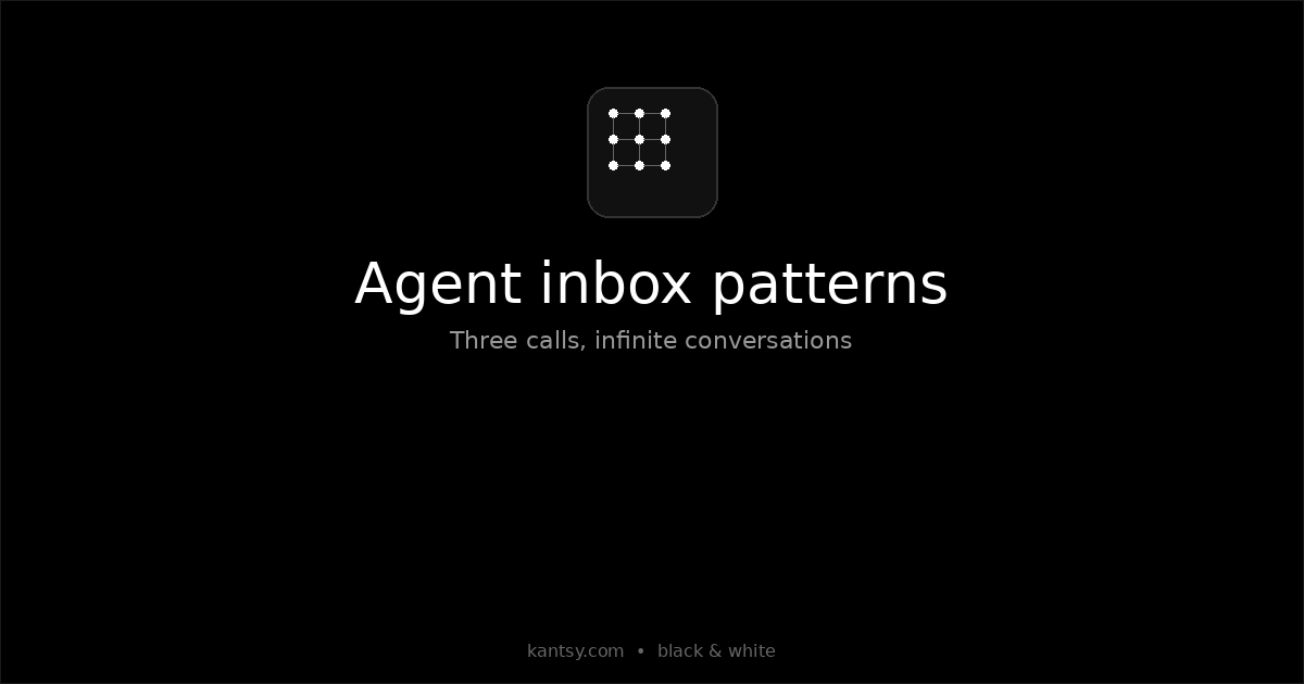 Agent inbox patterns - black and white grid of connected inboxes